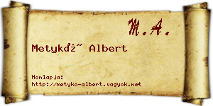 Metykó Albert névjegykártya